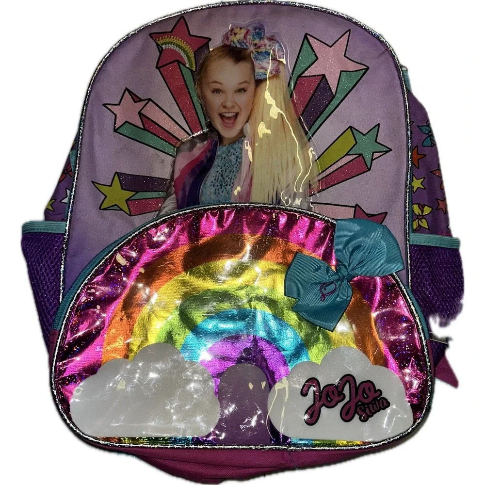 JoJo Siwa Star 16 inch Backpack with Rainbow Accents, School Bookbag
